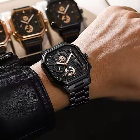 Luxury Men's Square Watch With Box